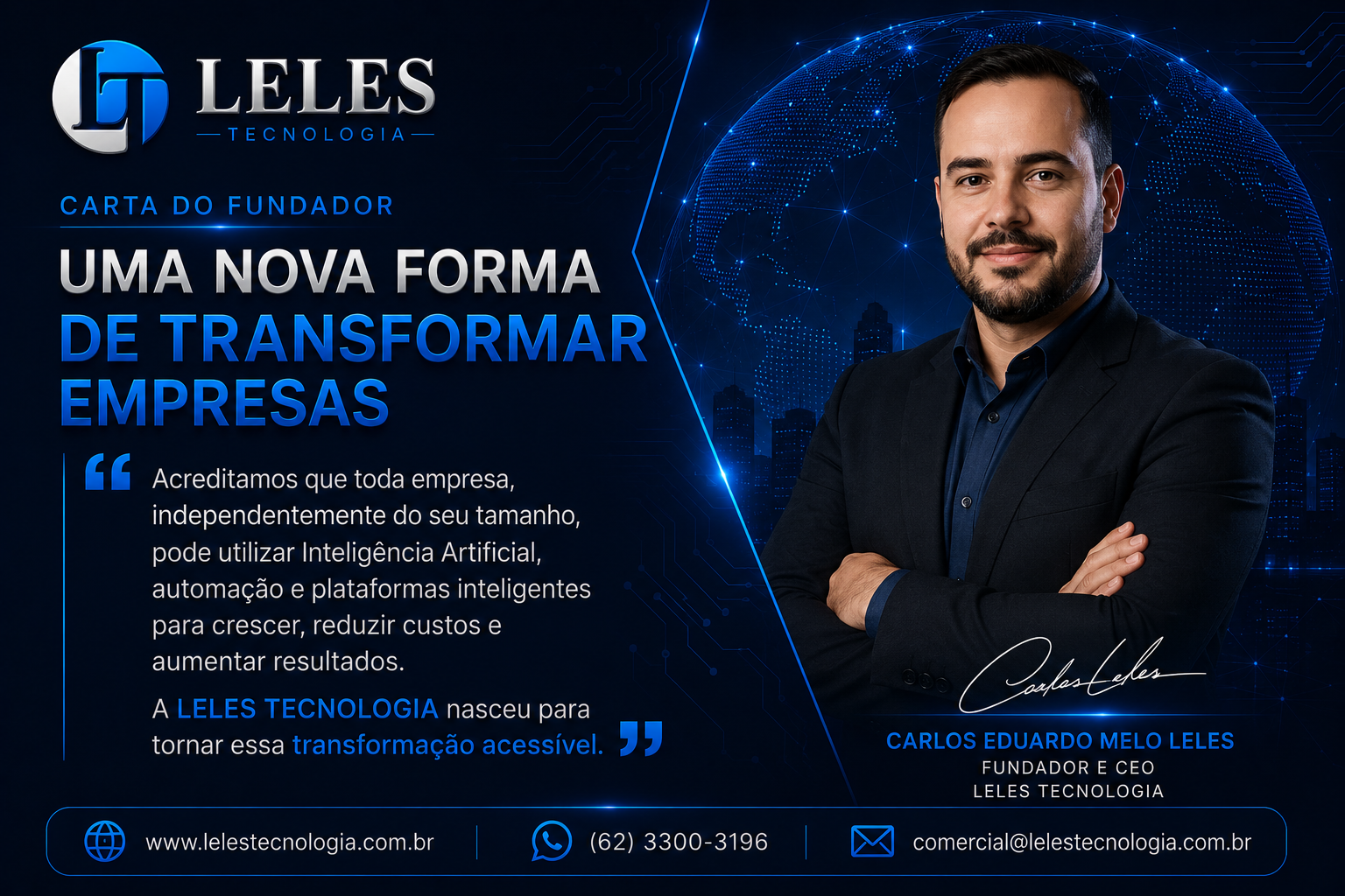 Slide 02 da apresentação oficial LELES TECNOLOGIA